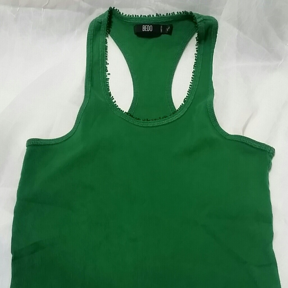 Beaded Shamrock Green Tank Top